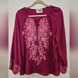 Savanna Jane Women's Pink Embroidered Top